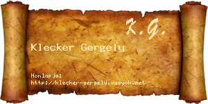 Klecker Gergely névjegykártya